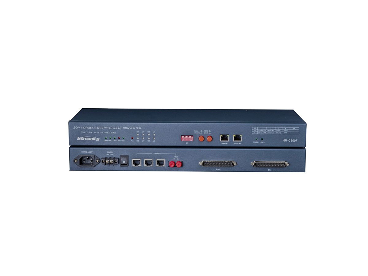 FX-over-E1 HM-C800F 8E1 to 4FE(one fiber) Converter - Image 1